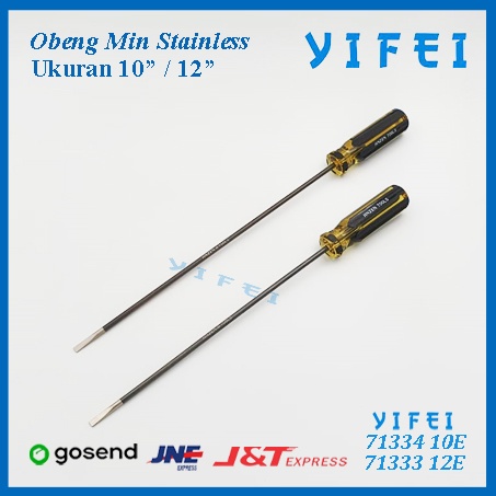 Obeng Min Stainless ukuran 10&quot; 12&quot;/YIFEI-71334 10E/YIFEI-71333 12E - 1 - 10