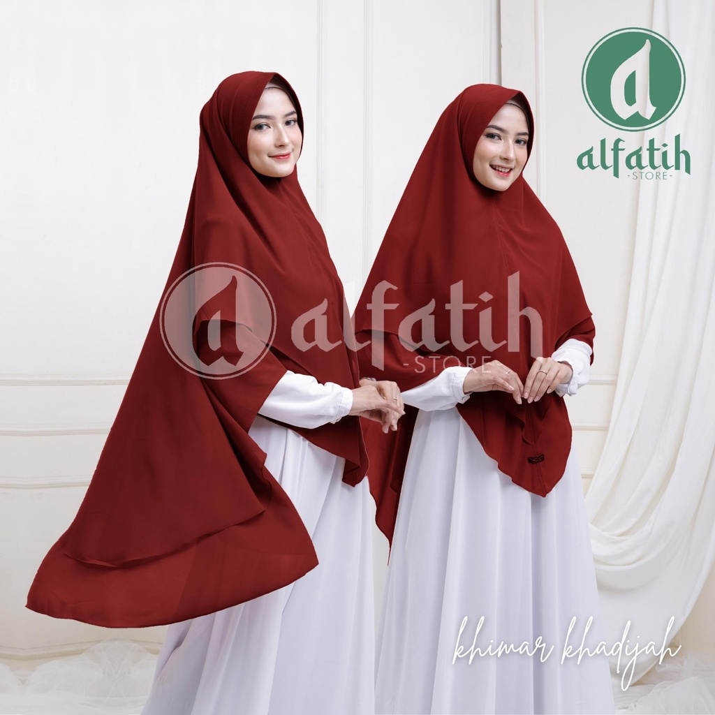 Syari Khimar hijab jilbab kerudung Khadijah ceruty babydoll khimar 2 layer ceruty baby doll hijab khimar syari ped 2 layer