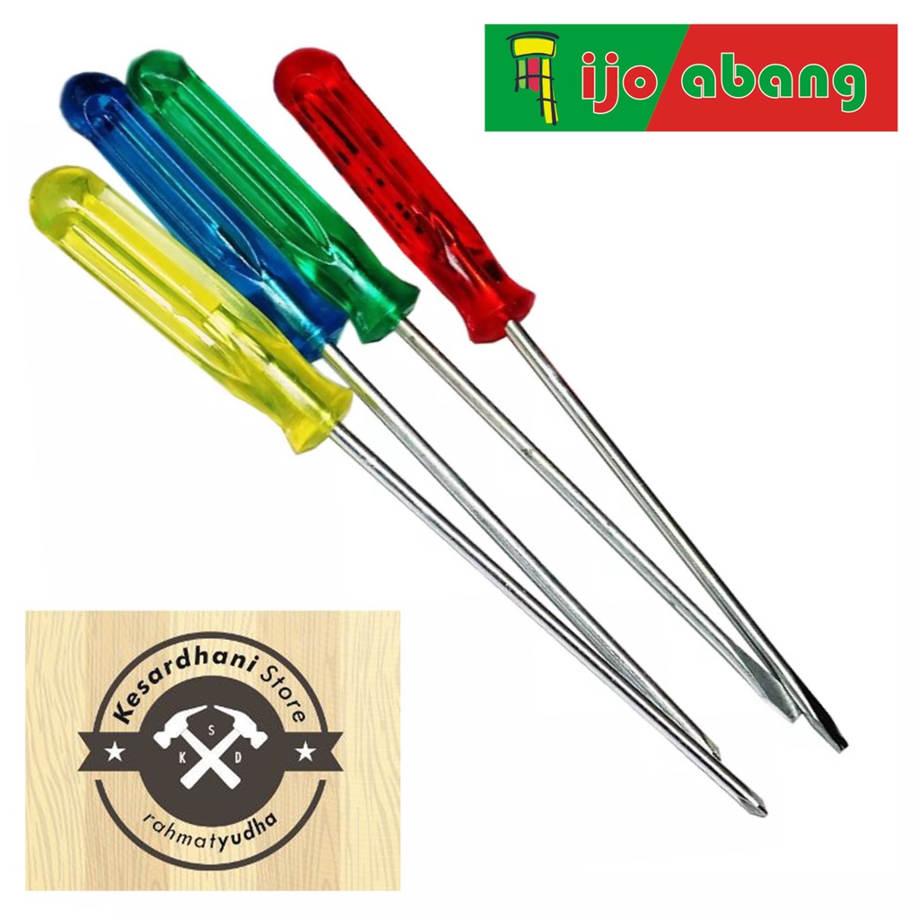 Obeng Plus Minus Set 4pcs Belimbing ScrewDriver 4 pcs + - Multifungsi (+) (-) Serbaguna +- ples min