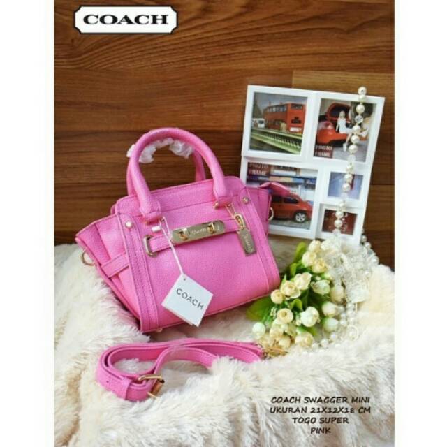 coach swagger mini pink fuschia