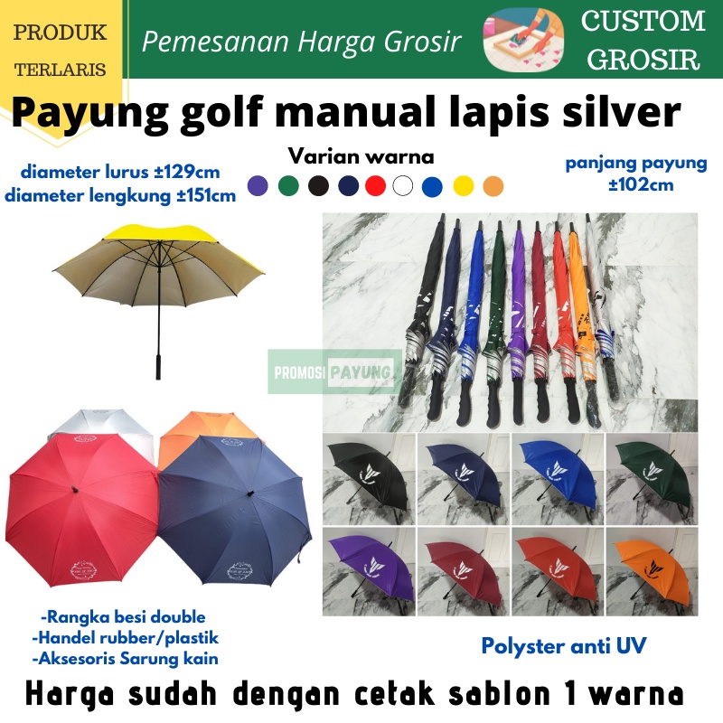 [ payung custom grosir ] payung ukuran besar jumbo golf premium anti UV sudah sablon 1 warna