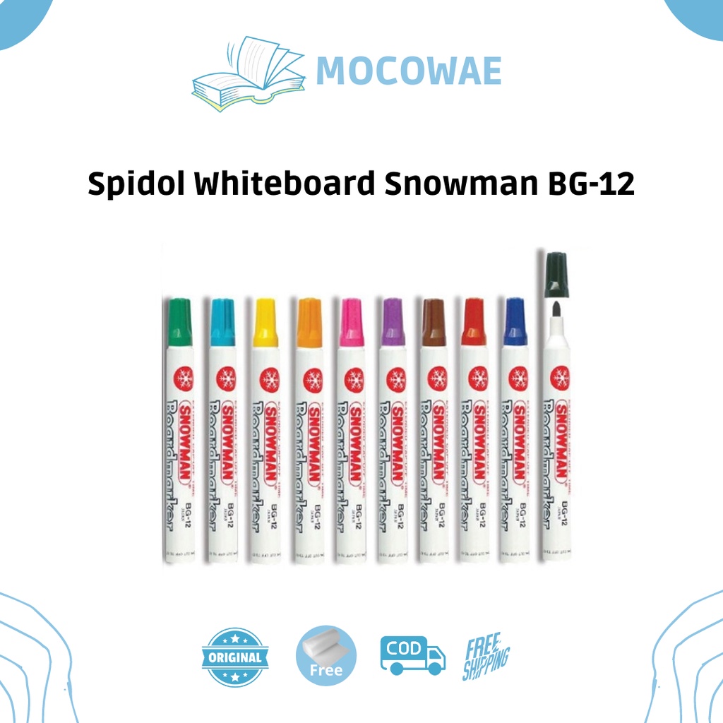 

Spidol Whiteboard Snowman BG-12 All Warna Spidol Permanent BG-12