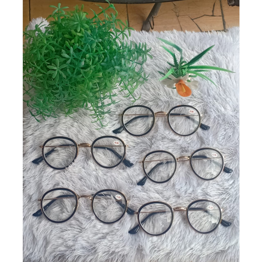 KACAMATA MINUS WANITA TYPE YE954.IG LENSA MINUS BIASA/ KACAMATA WANITA MODEL BULAT FRAME TITANIUM TYPE YE954.IG
