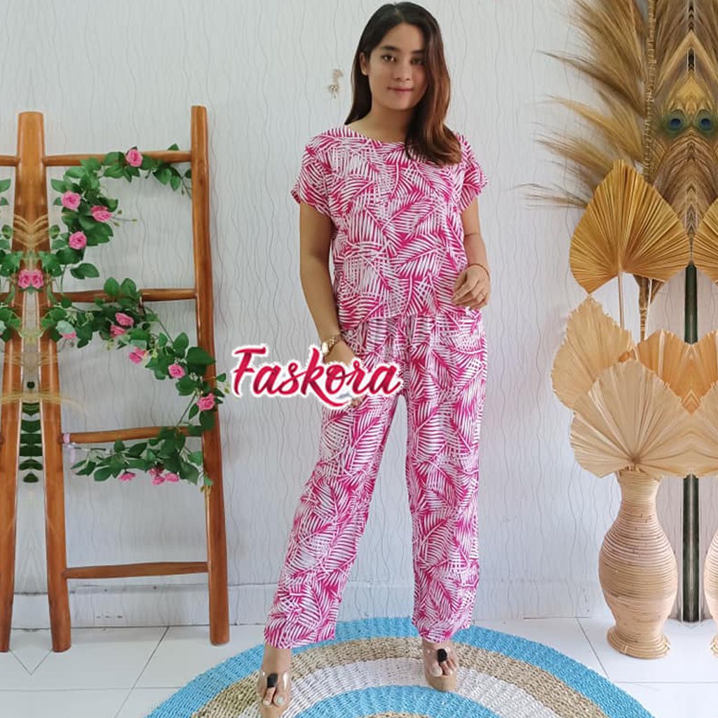 One Set Pajamas Rayon Jumbo XXL Kelapa / Setelan Piyama Wanita Kekinian / Pajamas Set Lengan Pendek