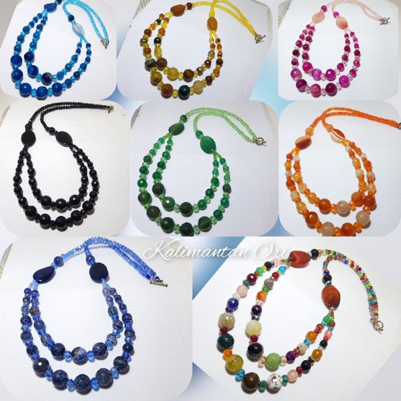 Kalung Wanita Hijab Batu Asli Akik Manau Kristal