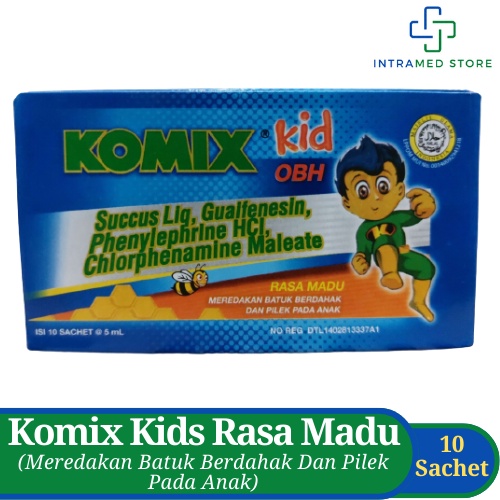 Komix Kids OBH Rasa Madu Box isi 10 Sachet -  Obat Batuk Dan Pilek Pada Anak