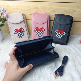 527 TAS HP BORDIR MINNIE MOUSE /  SLING BAG CATUR HITAM PUTIH