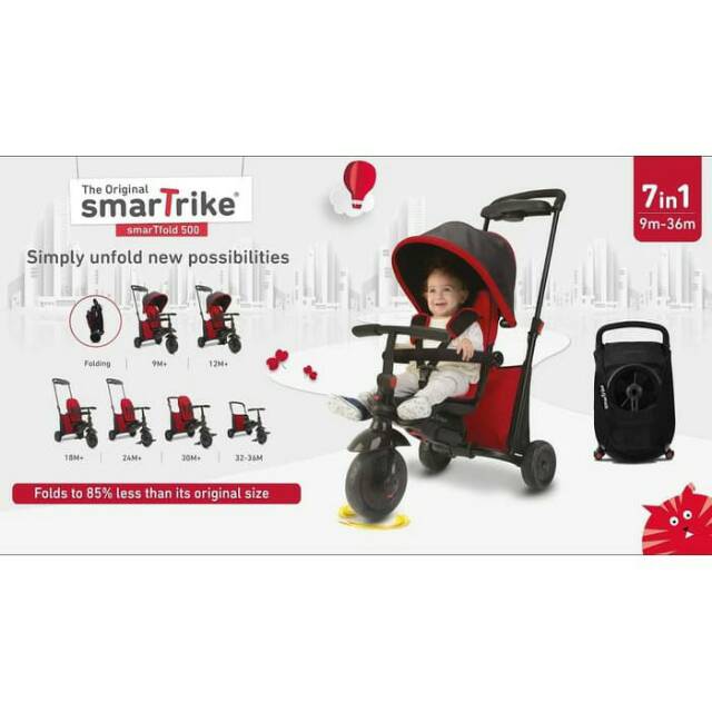Smarttrike T fold 7in1 AUDREY BABY SHOP ready warna red+grey