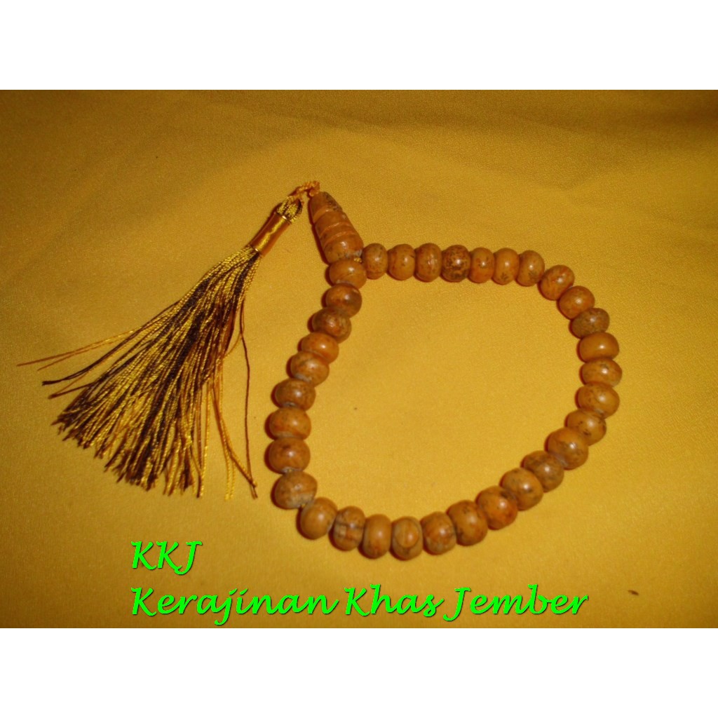 Tasbih batu FOSIL DAUN ukuran 33 biji diameter 10 mm