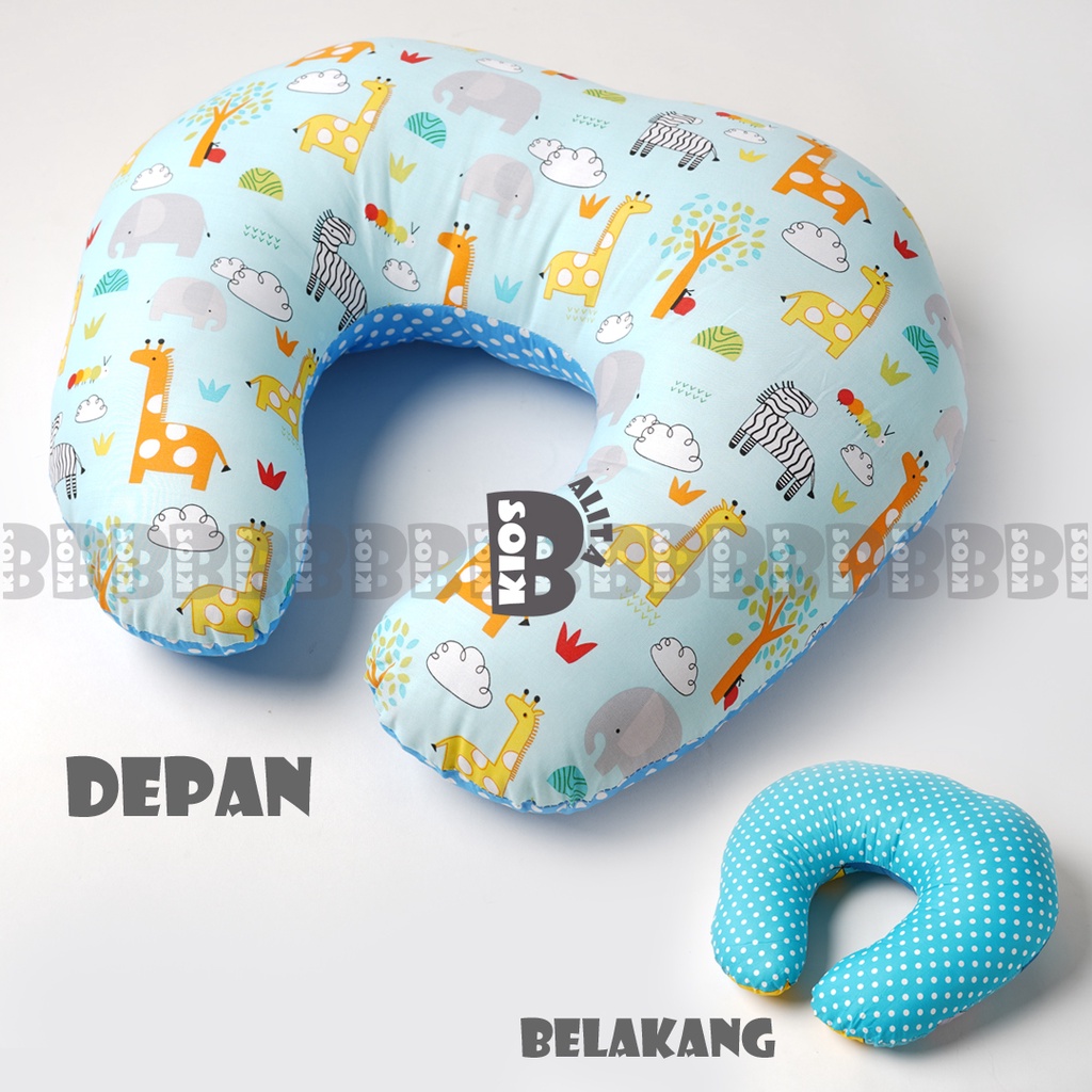 paket bantal menyusui dan apron cover menyusui / Bantal Menyusui - Nursing Pillow - Bantal alas menyusui-blue zoo