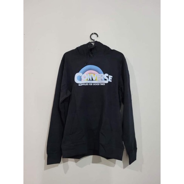 converse hoodie script black