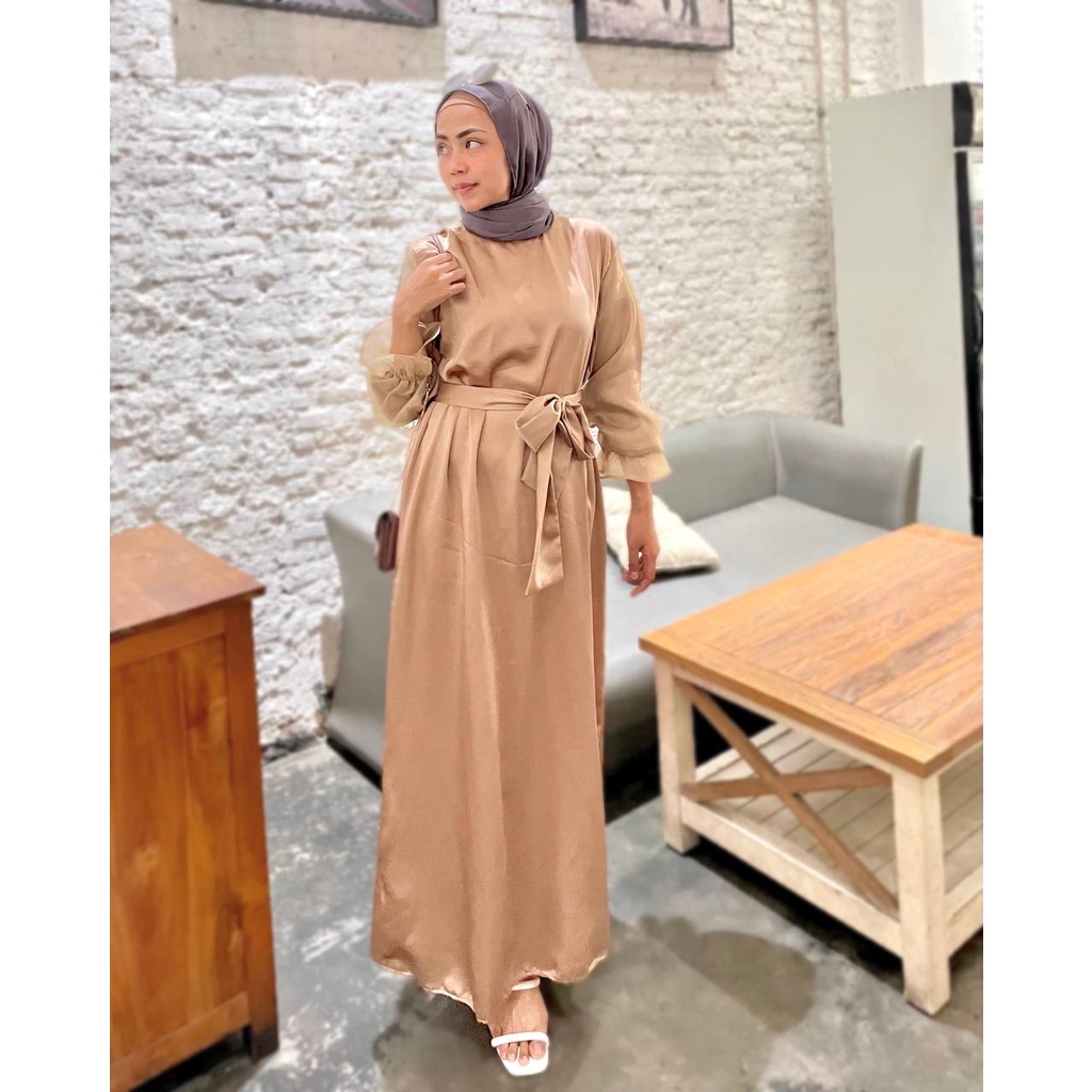 Ava Dress Organza Baju Pesta Gamis Satin Silk Muslim Kondangan Wanita