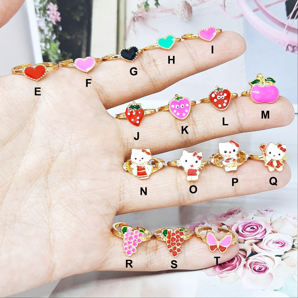 Cincin Xuping Anak Karakter Bunga Kitty Strawberry Emas - BR325