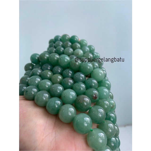 supplier bahan batu giok aventurine 14mm akik jade hijau natural craft