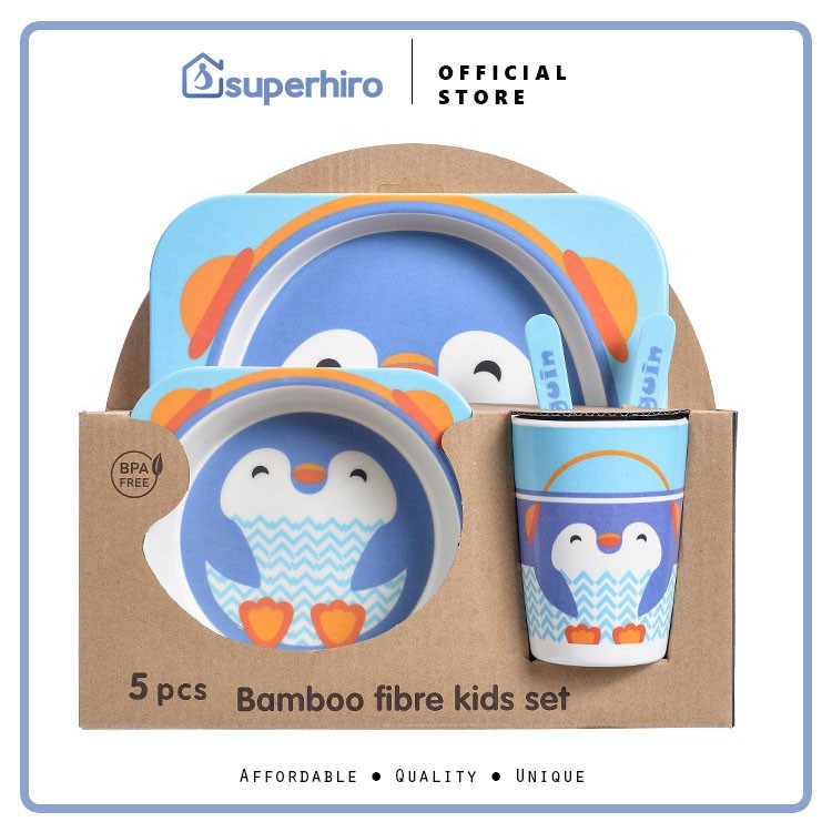 Eco Bamboo Fiber Feeding kids Set / Peralatan makan Anak / Kado Hadiah