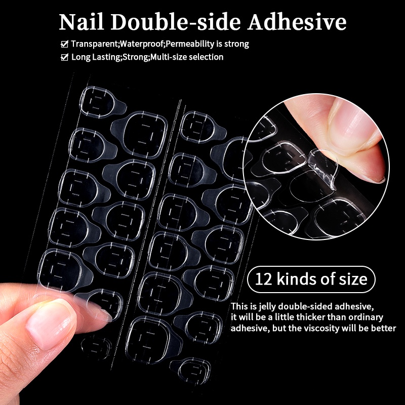 24 Lembar Stiker Tape Perekat Kuku Dua Sisi Warna Bening Untuk Nail Art