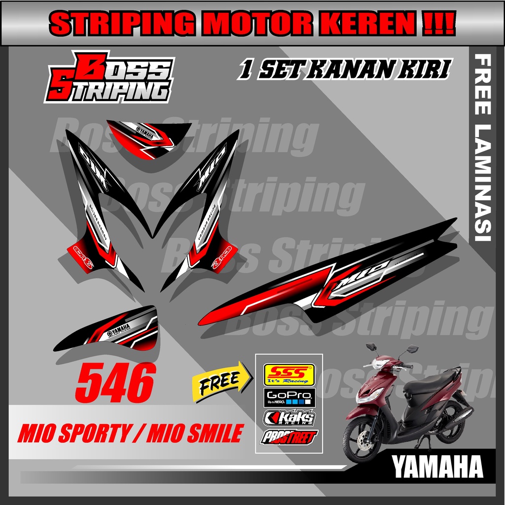 Striping Stiker Motor Yamaha Mio Sporty 110 / Mio Smile Desain Keren kode M546 - Sticker Setiker Variasi Mio Semi Full Body