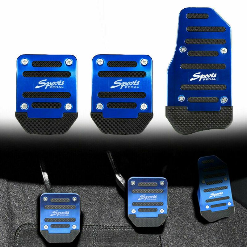 Set Biru Cover Pedal Manual Mobil Gas Rem Kopling Mobil Pijakan Kaki Manual