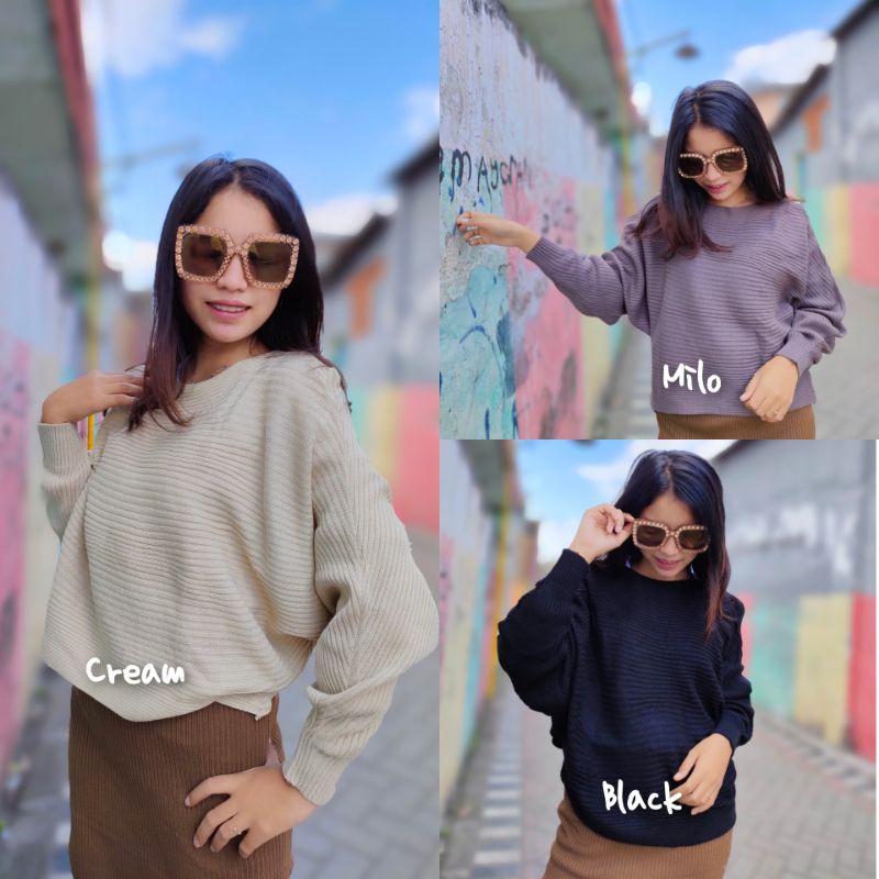 Lasperal Batwing Blouse Sweater Rajut fit to XL