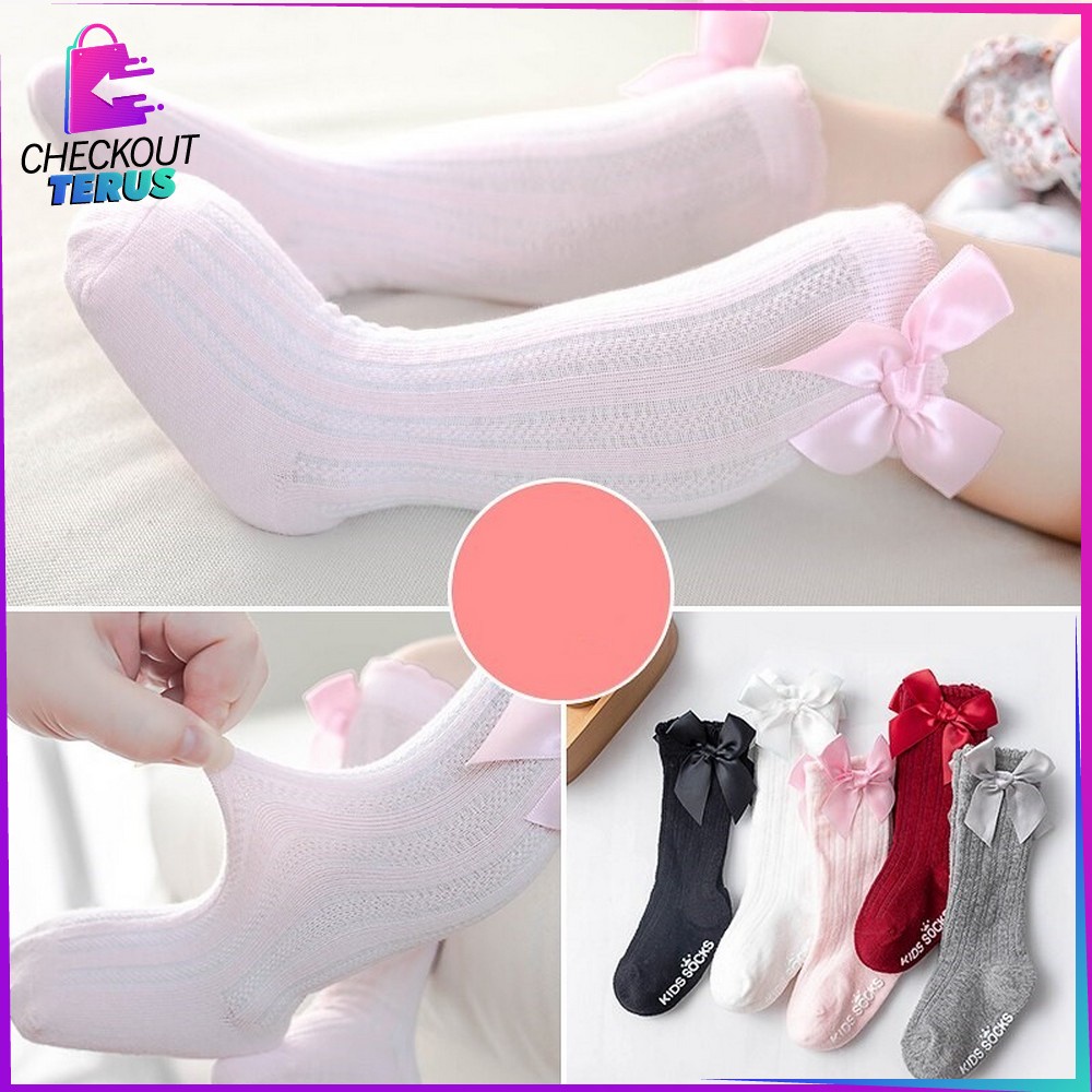 CT P89 Kaos Kaki Anak Perempuan Panjang Pita Anti slip Kaos Kaki Anak Anti Tergelincir Kaos Kaki Anak Cewek Antislip Kids Sock