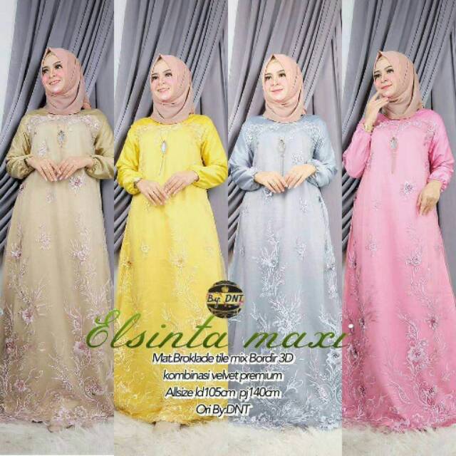 Elsinta Maxi Gamis Tile Bordir 3D Premium HQ