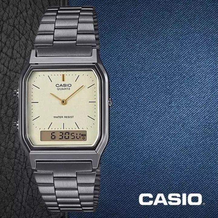 [ PROMO ] Jam Tangan Pria Casio AQ-230GG-9A / AQ 230GG Dual Time Analog Digital Water Resist Origina