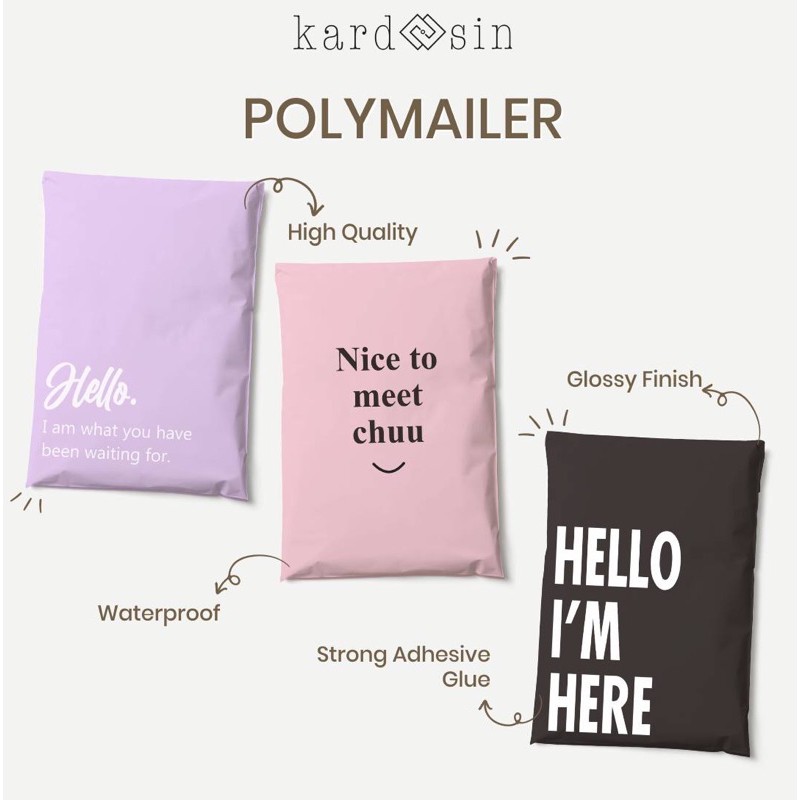 

PATTERN POLYMAILER BAG MOTIF PLASTIK HELLO CUSTOM TULISAN DESIGN AESTHETIC PINK UNGU LILAC KANTONG