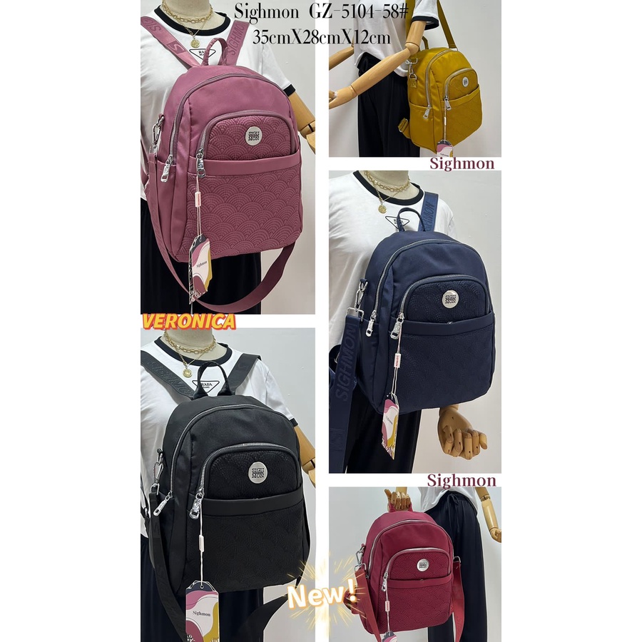 SIGHMON Tas Wanita Ransel Import Fashion Korea 100% Original Tas Ransel 3 in 1 Canvas Import Waterproof