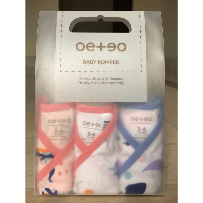 OETEO Baby Romper Set Isi 3 Tanpa Zip & Kancing, Ide utk Hadiah Bayi