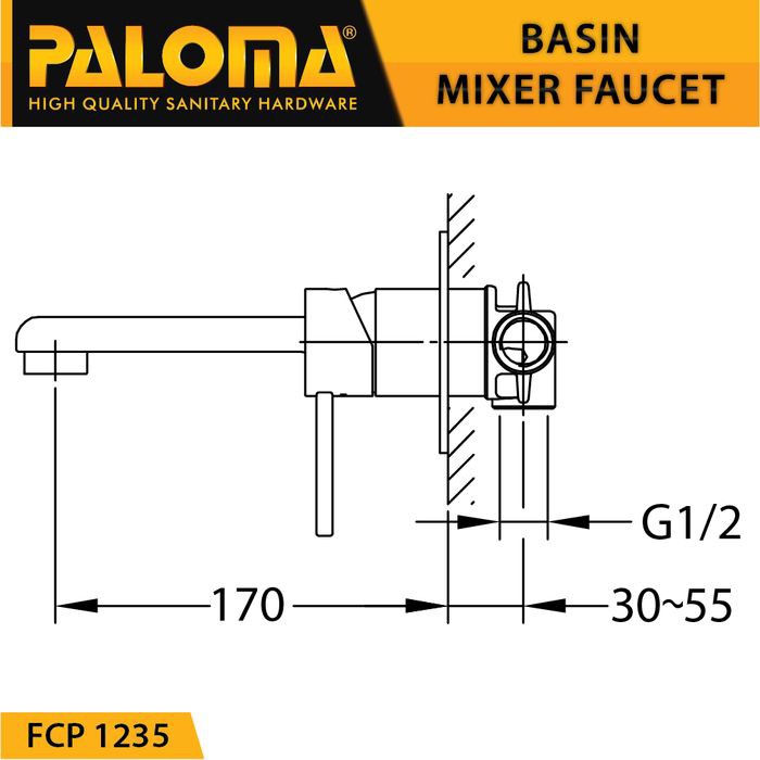 PALOMA FCP 1235 Keran Mixer Wastafel Cuci Tangan Panas Dingin Kran Air