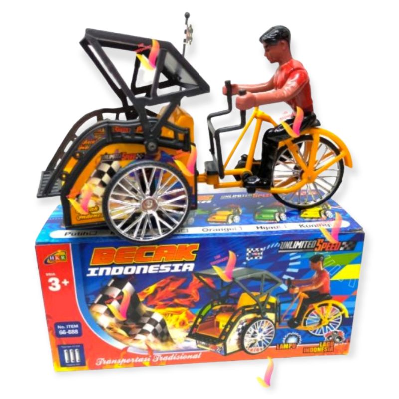 Mainan Becak Indonesia Becak Musik Lampu 66-688