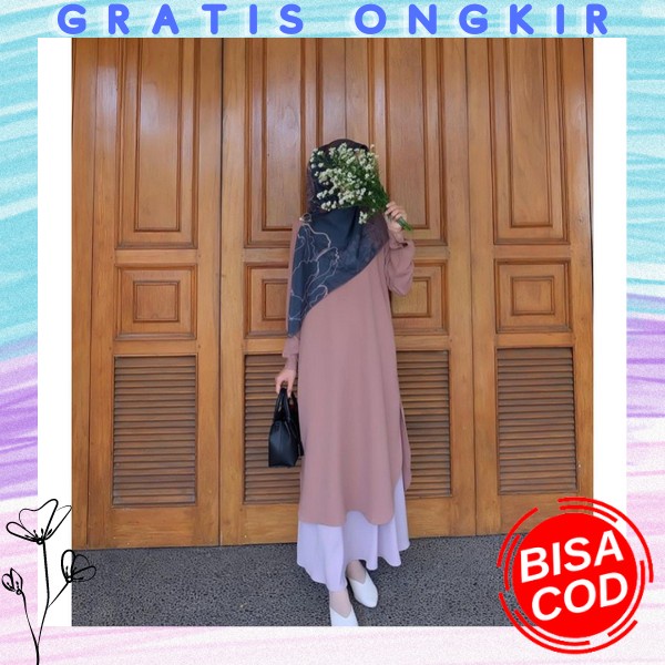 Bigsalle - Dress Bahan Premium Gamis Wanita Terbaru 2022 Original Baju Muslim Kekinian Viral Dress M