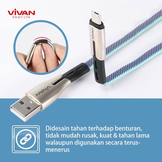 VIVAN Kabel Data BTKM Micro USB Fast Charging 2.4A - 100CM - Garansi Resmi 1 Tahun - BTK-M