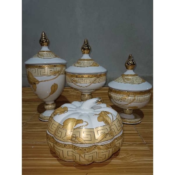 Toples Labu Vicenza motif Lily/ Candi Jar