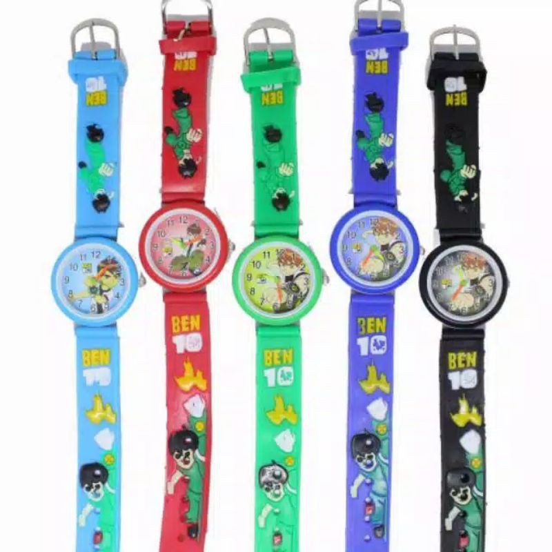 (Grosir)Jam Tangan Anak&quot; Timbul Ben10 Strap Rubber(Terima Cod)