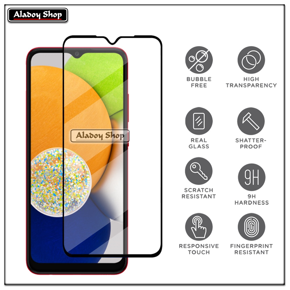 PAKET 3 IN 1 Tempered Glass Layar Samsung A03 Free Tempered Glass Camera dan Skin Carbon