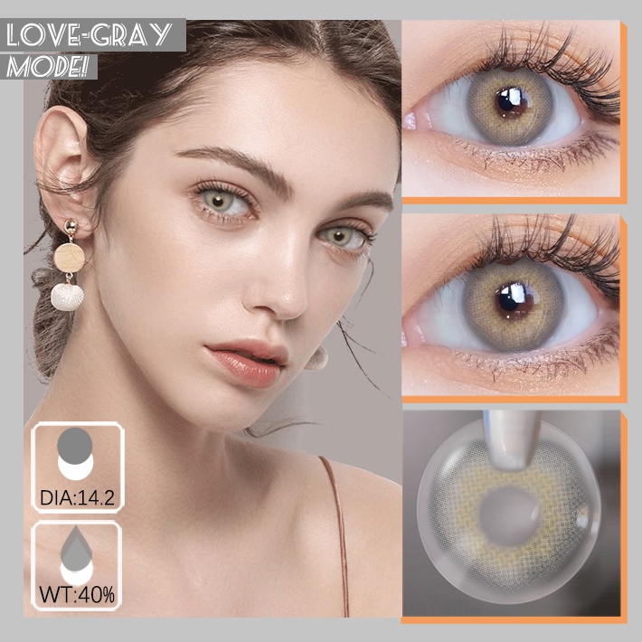 [✅COD] Sepasang Lensa kontak warna lensa warna diameter14MM kadar air 40% soflens minus(0.00) soflen mata bentuk love mata cinta lensa