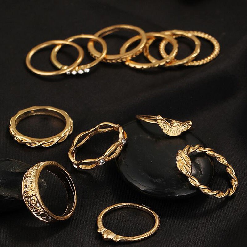 12pcs / Set Cincin Gaya Vintage Untuk Wanita-4