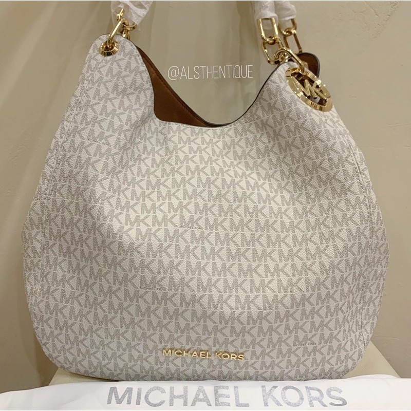 (SPLIT PAYMENT) MK Lillie Large Signature Chain Shoulder Tote Vanilla