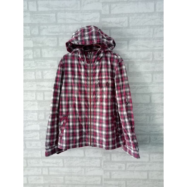 Jaket zip hoodie flannel Uniqlo original