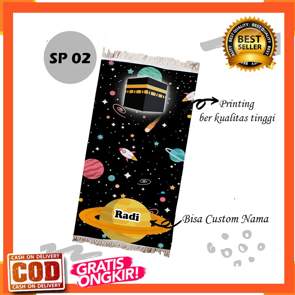 [FLASH SALE] Sajadah Anak rumbai Ophilie Printing Bisa Custom Nama Perempuan Laki laki Karakter-3
