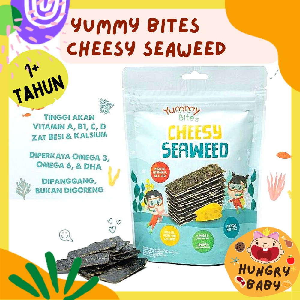 Yummy Bites Cheesy Seaweed 30 gram / Cemilan Rumput Laut 30 g / Snack Anak 1 tahun+