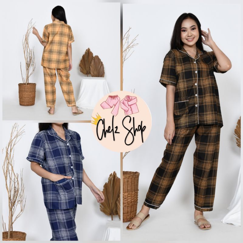 Baju Tidur Piyama Wanita/Cewek Pajamas Dewasa Katun Motif Daun