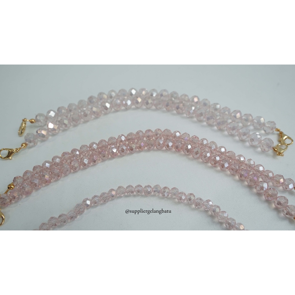 ASLI Konektor Tali Masker Kristal ceko Hijab 6mm 8mm 10mm ROSE QUARTZ