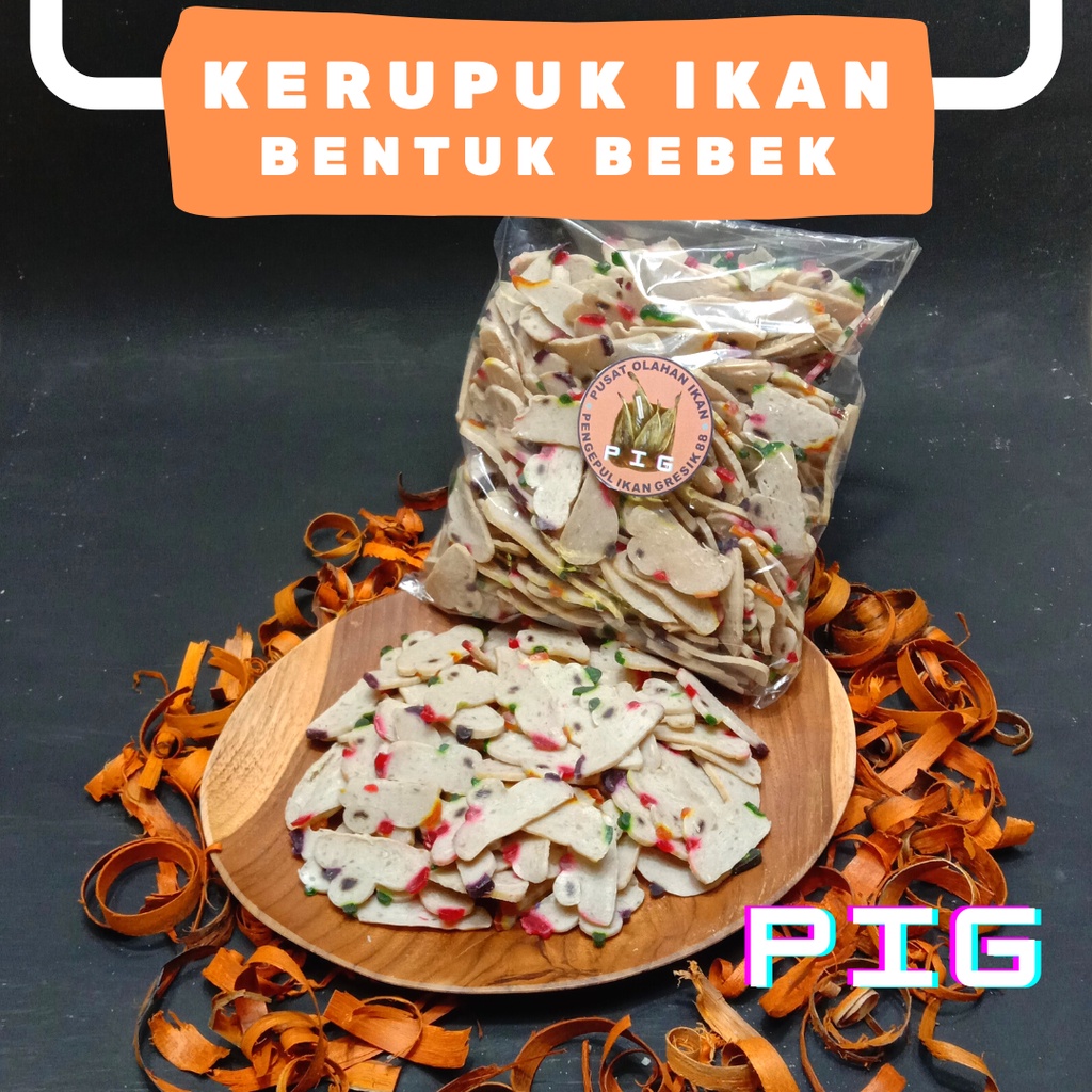

Kerupuk ikan laut bentuk bebek mentah berat 500gram | khas Sidayu Gresik