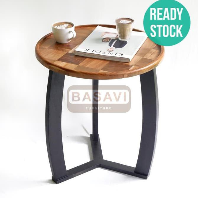 Promo Spesial Meja Tamu Kayu Solid Coffee Side Table Samping Teras Cafe Minimalis Shopee Indonesia