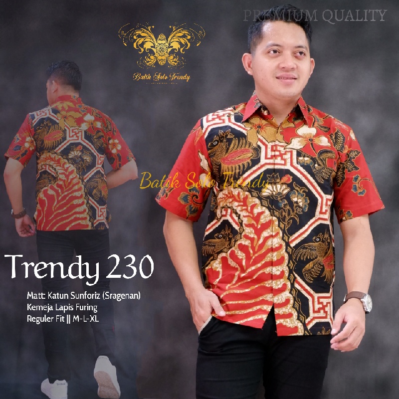TRENDY 230 KEMEJA BATIK LENGAN PENDEK KAIN HALUS MURAH