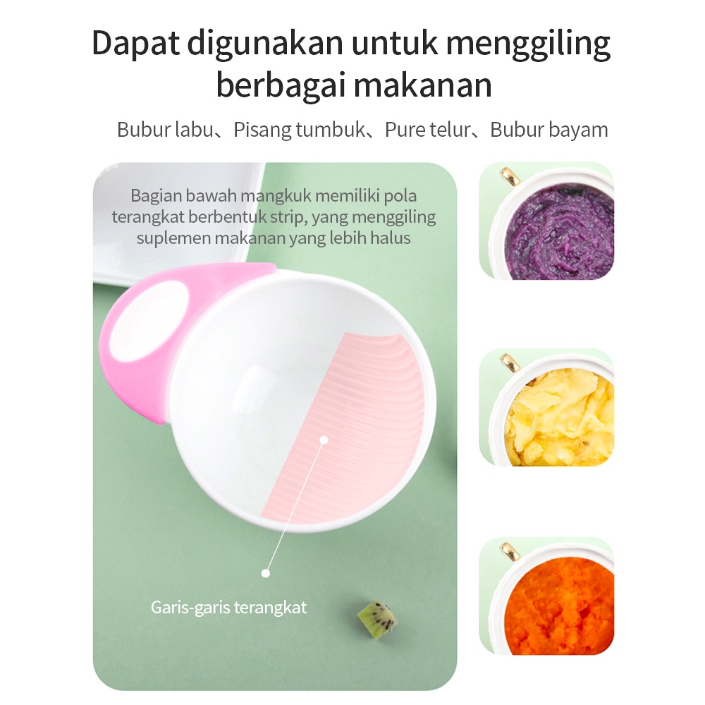 Aikoky Baby Food Maker Set Grinding Bowl Mpasi Alat Pembuat Makanan Bayi