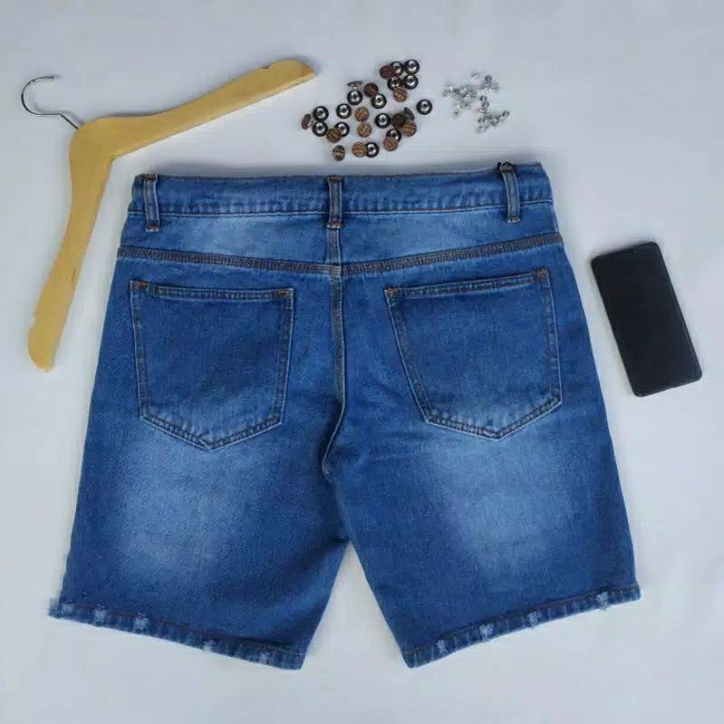 Celana Pendek Sobek Pria Jeans Short Pants Premium Original Bahan Tebal