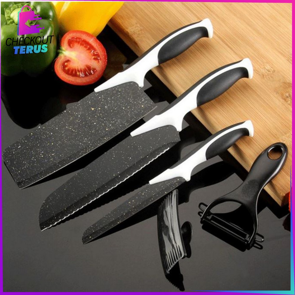 CT C443 Pisau Dapur Set 5in1 Multifungsi Pengupas Buah Dan Sayur Kitchen Knife Set Ceramik Peeler Serbaguna